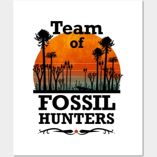 Team of Fossil Hunters. Vintage look. Posters and Art